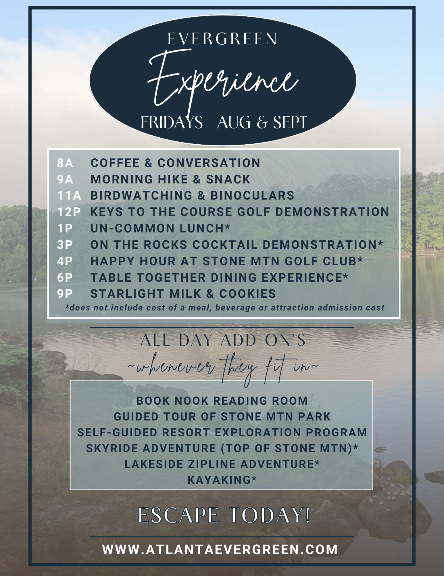 Evergreen Experience Calendar of Events